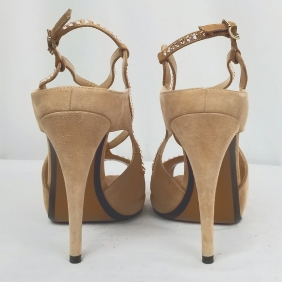 Fendi Beige Crystals Sandals Heels Pumps size 37.5 - Picture 3 of 11